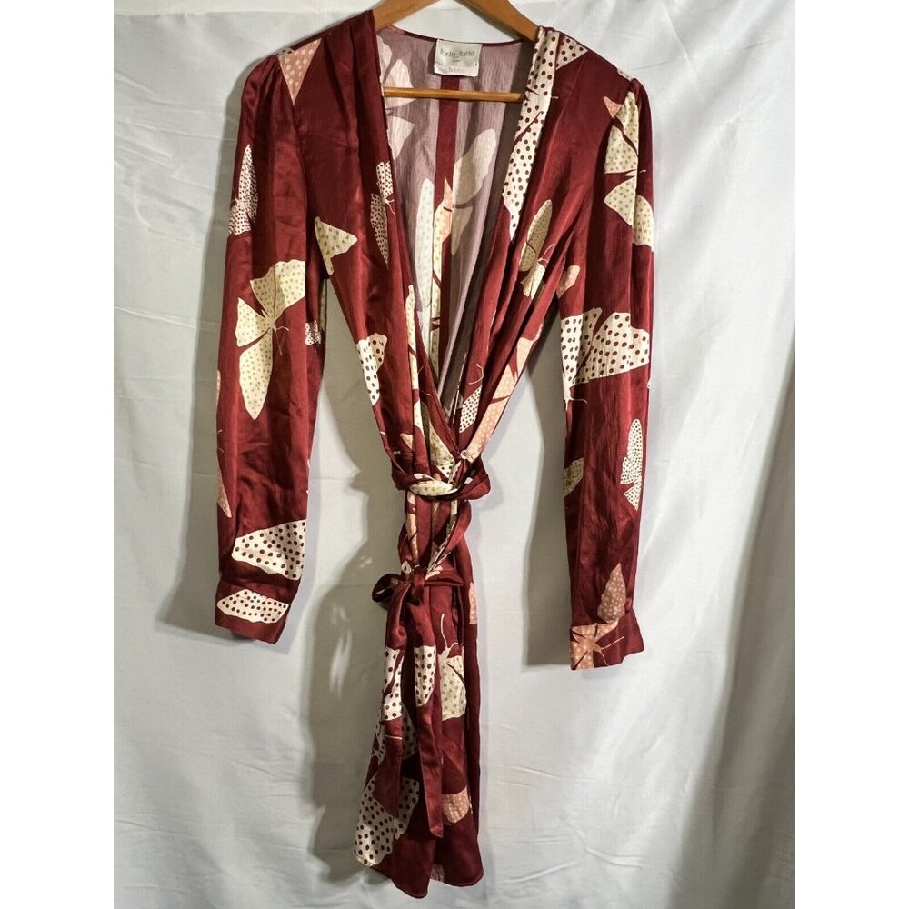 Forte Forte Wrap 100% Silk Belted Butterfly Dress Italy Boho Sz 0 / XS  …